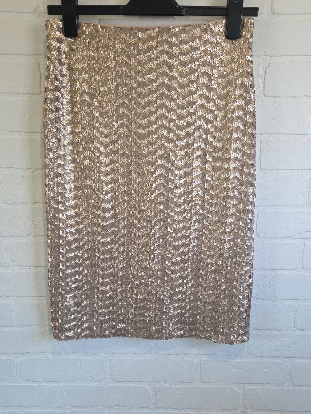 Alice + Olivia Rose Gold Sequin Pencil Skirt